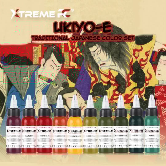 XTreme Ink Tattoofarbe - Traditional Japanese Color Set (10 x 30 ml)