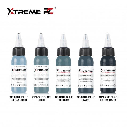 XTreme Ink Tattoofarbe - Opaque Blue Set (5 x 30 ml)