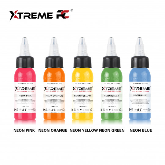 XTreme Ink Tattoofarbe - Neon Set (5 x 30 ml)