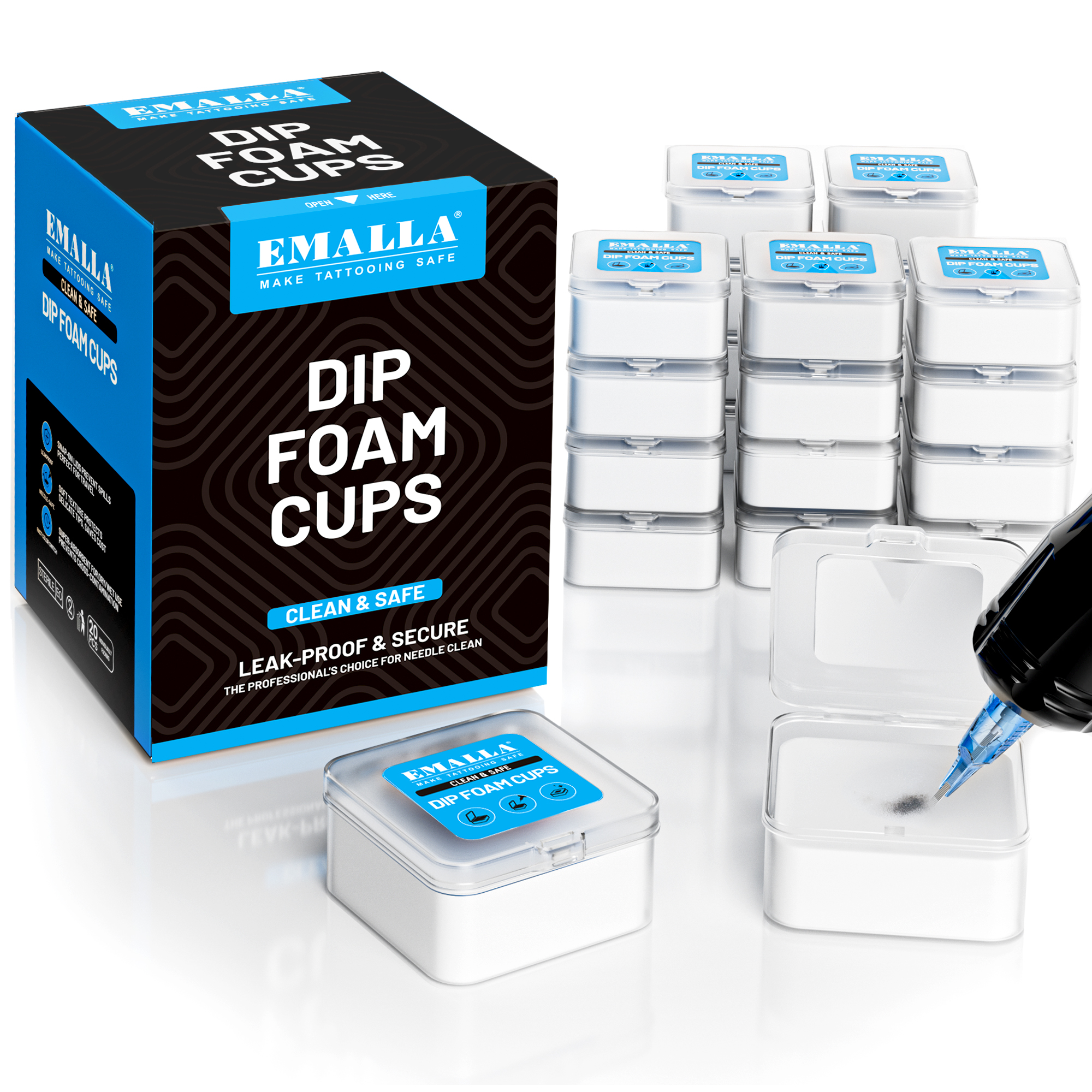 Emalla Dip Foam Cups - Nadel-Reinigungspads für Farbwechsel 20 St.