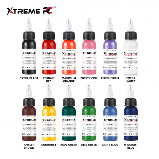 XTreme Ink Tattoofarbe - 12 Color Set (12 x 30 ml)