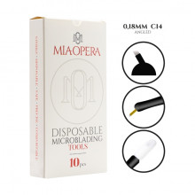 MiaOpera Disposable MicroBlading Tools 10pcs - 0,18mm C14 Angled
