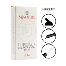 MiaOpera Disposable MicroBlading Tools 10pcs - 0,18mm U18 Angled