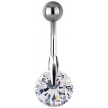 SS 316 JEWEL BANANA 1,6x10mm SOLITAIRE ROUND SETTING - WH