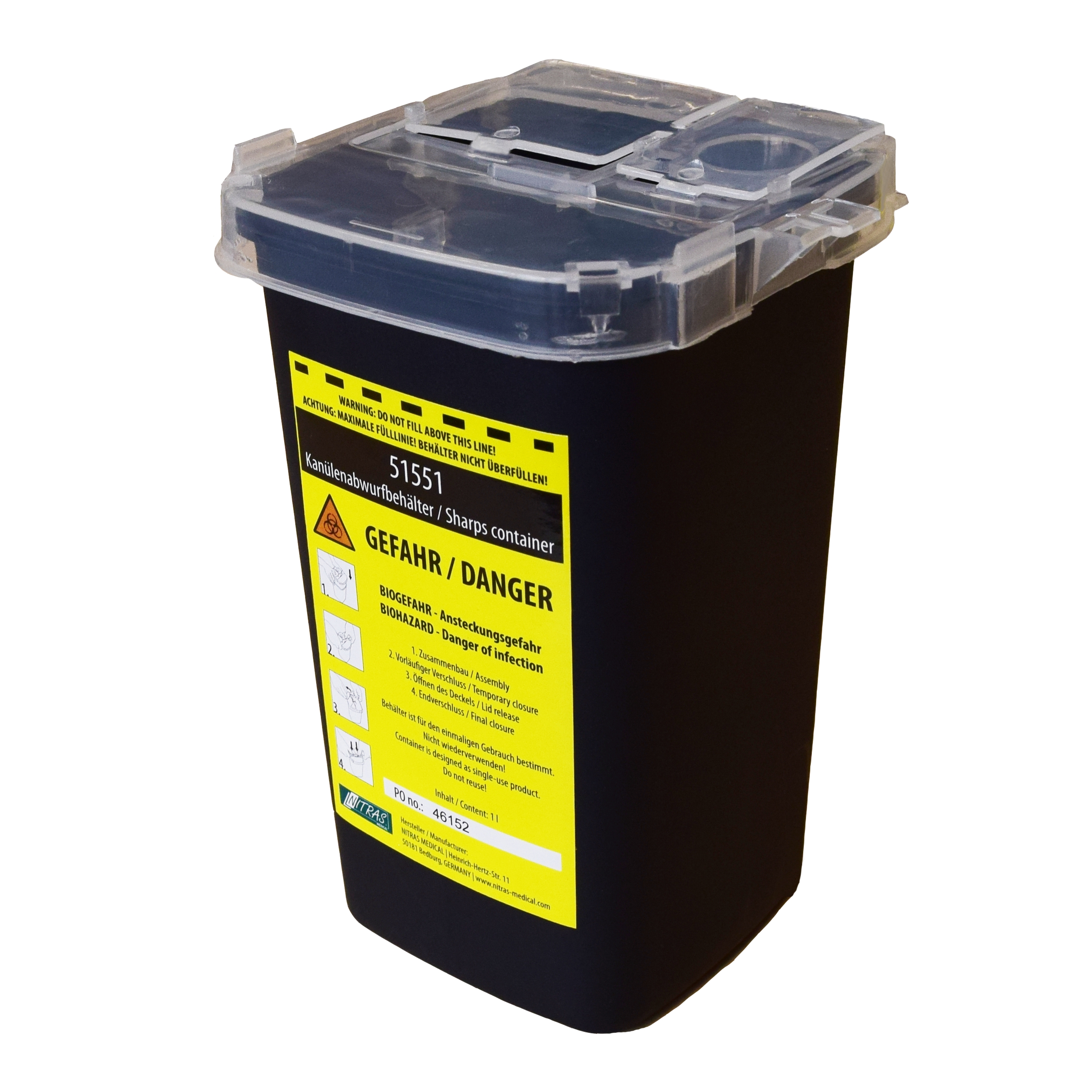 Tattoo-Abfallbehälter (1000 ml) - Schwarz